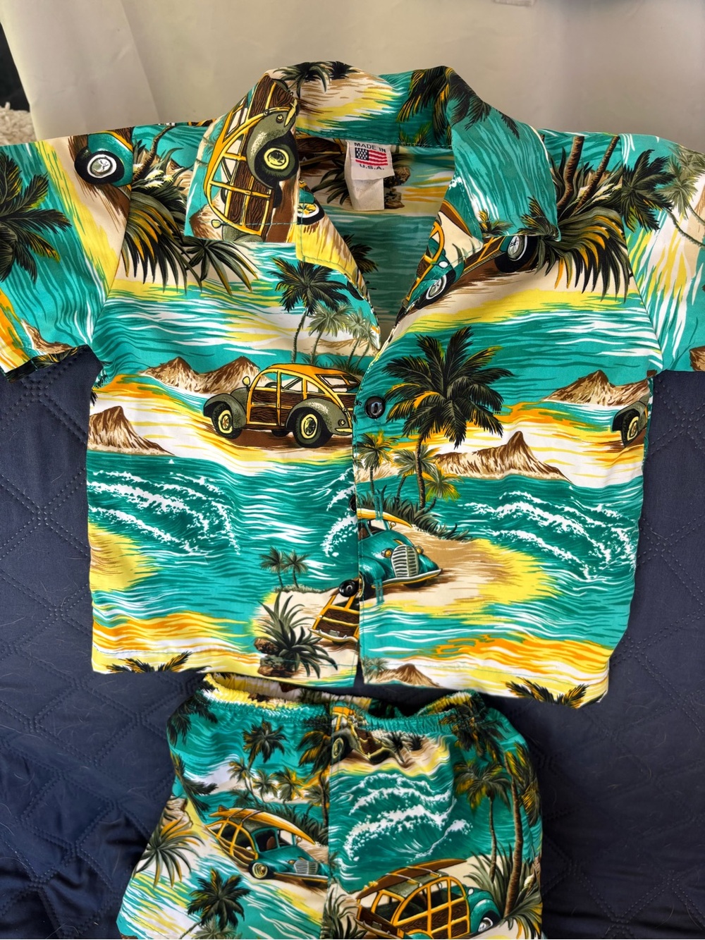 Hawaiian Turquoise & Yellow Tropical Kids Cabana Set